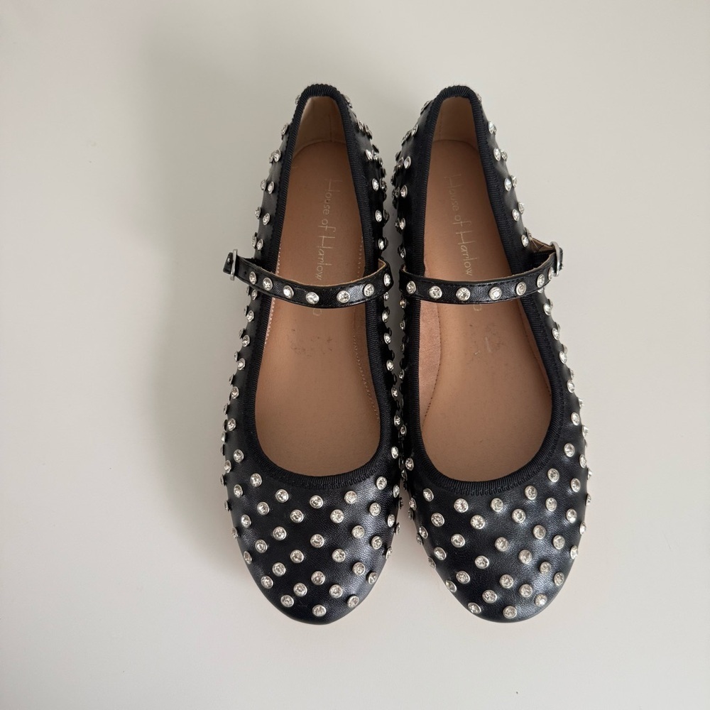 House of Harlow Studded Mary Jane Flats Black Size 6.5 - Picture 2 of 6